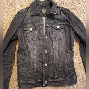 Armani Exchange womans stretch denim jacket black